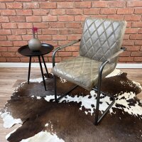 Freischwinger Stuhl aus Leder mit Diamantmuster