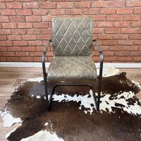Freischwinger Stuhl aus Leder mit Diamantmuster