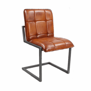 Wartezimmerstuhl ohne Armlehne - Echtleder - Cognac