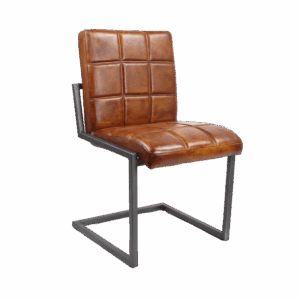 Handgefertigter Büffelleder Stuhl - Karolin - Cognac