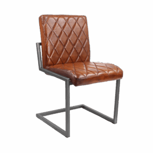 Kragstühle aus Leder - Netzmuster - Cognac