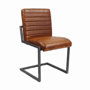 Küchenstuhl aus Leder - Stripes - Cognac