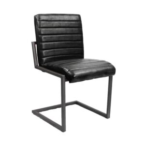 Küchenstuhl aus Leder - Stripes - Schwarz