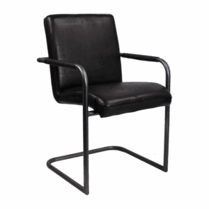 Polsterstuhl aus Leder mit glatter Oberfläche - Schwarz