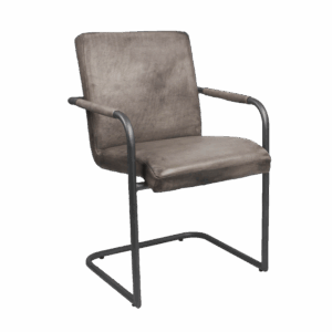 Polsterstuhl aus Leder mit glatter Oberfläche - Grau