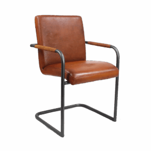 Polsterstuhl aus Leder mit glatter Oberfläche - Cognac