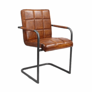 Polsterstuhl aus Leder - Elsquaro - Cognac