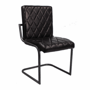 Esszimmerstühle aus Leder - Raute - Schwarz