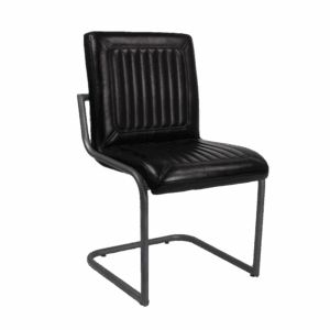 Freischwinger Stuhl aus Leder - Schwarz