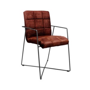Stuhl mit Metallgestell in X-Form - Cognac